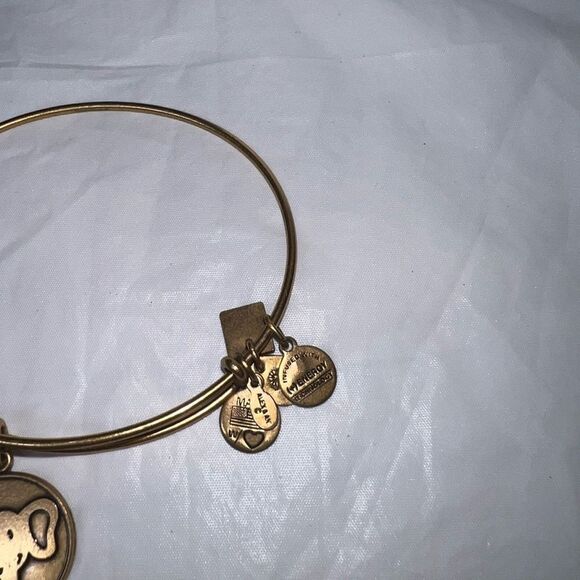 Alex and Ani Elephant Charm Bangle Bracelet Gold Tone RARE RETIRED - Picture 2 of 6